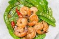 Stir Fry Snow Peas with Prawns.