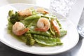 Stir-fry a snow peas shrimp dish