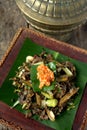 Stir fry Spilt Gill Fungus with white chillies and local onion. Royalty Free Stock Photo