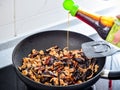 Stir frying Fillings used in zongzi or rice dumpling on Dragon Boat Festival