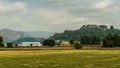 Stirling Castle and Wallace Monument, with the Ochil Hills in background Royalty Free Stock Photo