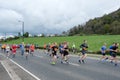 Stirling, Scotland, UK - April 29, 2018: Lead runners of the first Srirling marathon