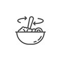Stirring food in bowl line icon
