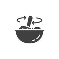 Stirring food in bowl vector icon