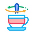 Stirring spoon in cup of tea icon vector outline illustration