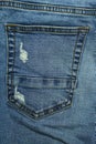 close up stitch on blue jeans textile Royalty Free Stock Photo