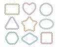 Stitch border brushes. Vector colored sportive set