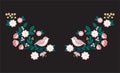 Stitch embroidery, flat patterns, stylized flowers with cute birds, fashion decor for clothes, ethnic style, t shirt print