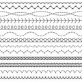 Stitch lines. Stitched seamless pattern threading borders sewing stripe fabric thread zigzag edges sew textile