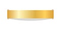 Stitch thread 3D. Gold sew seam, isolated white background. Bright golden ribbon stripe. Embroidery handmade border