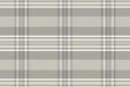 Stitched check plaid fabric, square pattern tartan vector. Rug textile texture background seamless in white and medium gray colors Royalty Free Stock Photo