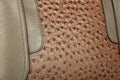 Stitched combination of two textures of imitation leather