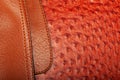 Stitched combination of two textures of leather