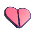 Stitched heart 3d illustration