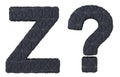 Stitched leather font Z letter and query mark