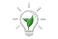 Stitched Light Bulb Icon - Concept Of Natural Energy Sources - Realistic Green And White Felt 3D Illustration - Isolatet On White