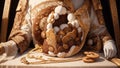 Stitched Sweetness A Beautiful Marshmallow Pretzel for National Toasted Marshmallow Day.AI Generated