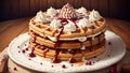 Stitched Sweetness Cranberry Waffles in Celebration of National Waffle Day.AI Generated