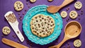 Stitched Sweetness An Embroidered Cookie Spatula for National Chocolate Chip Cookie Day.AI Generated