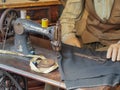 Stitching machine exhibited in old used museum