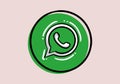 WhatsApp - button for social media, phone icon symbol logo of WhatsApp. Royalty Free Stock Photo