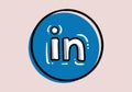 Linkedin - button for social media, phone icon symbol logo of Linkedin. Royalty Free Stock Photo