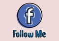 Follow me Facebook - button for social media, phone icon symbol logo of Facebook