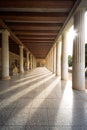 Stoa of Attalos, in the Agora of Athens, Greece. It was built by King Attalos II of Pergamon.