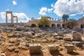 Stoa, portico and Propylaea on Acropolis of Lindos Rhodes, Gree Royalty Free Stock Photo