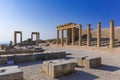 Stoa, portico and Propylaea on Acropolis of Lindos Rhodes, Gree Royalty Free Stock Photo