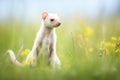 stoat with summer coat transitioning to winter white