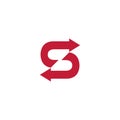 letter s arrows logo show direction letter s logo red color warning icon