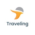 Bird Fly Sun Travel Tourist Logo Royalty Free Stock Photo