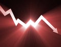 Stock chart down arrow line light flare Royalty Free Stock Photo