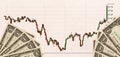 Stock chart and US money as background. view from above Royalty Free Stock Photo