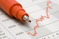 Stock Chart w/ Red Pencil Royalty Free Stock Photo