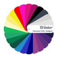 Stock color guide. Seasonal color analysis palette for winter type. Type of female appearance