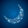 Stock crescent of a large set of snowflakes on a blue background Royalty Free Stock Photo