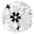 Stock doodle floral pattern. black and white Royalty Free Stock Photo