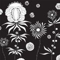 Stock doodle floral pattern . black and white. template Royalty Free Stock Photo
