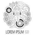 Stock doodle floral pattern with place for text. black an Royalty Free Stock Photo