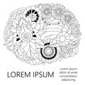 Stock doodle floral pattern with place for text. black an Royalty Free Stock Photo