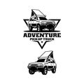 off road camper car with pop up tent logo vector Royalty Free Stock Photo