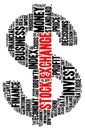 Stock exchange dollar shaped word cloud concept Royalty Free Stock Photo