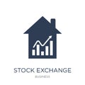Stock exchange icon. Trendy flat vector Stock exchange icon on w