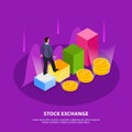 Stock Exchange Isometric Composition Royalty Free Stock Photo