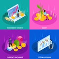 Stock Exchange Isometric Icon Set