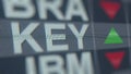Stock exchange ticker of KEYCORP KEY. Editorial 3D rendering Royalty Free Stock Photo