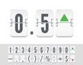 Stock exchange vector mechanic board. Flip number and symbol scoreboard. White analog flip airport board countdown timer