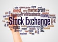 Stock exchange word cloud and hand with marker concept Royalty Free Stock Photo